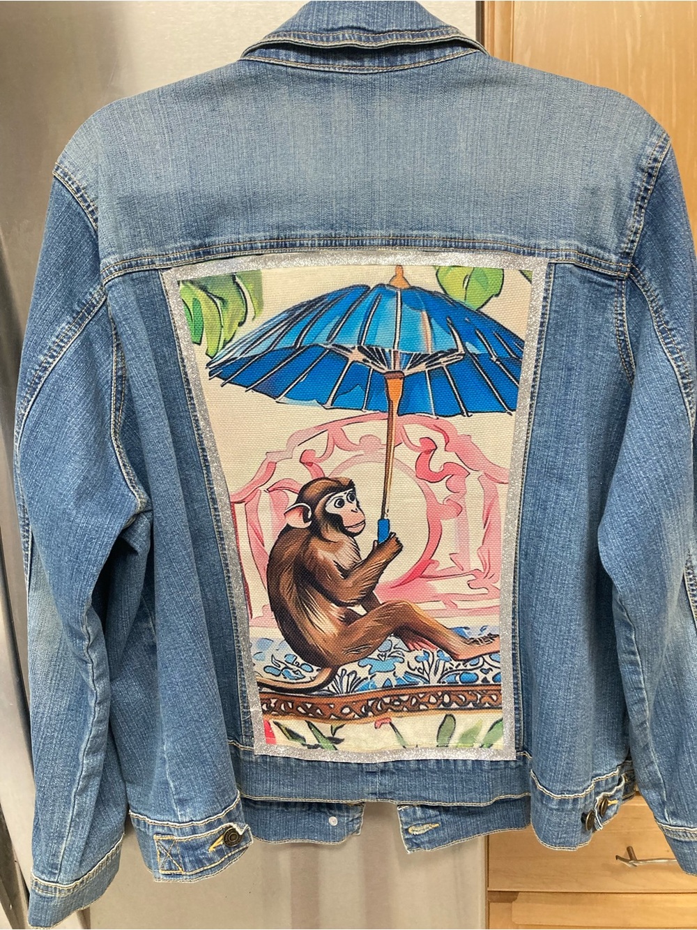 Denim Upcycled Monkey Jacket.  XL.
One of a kind.